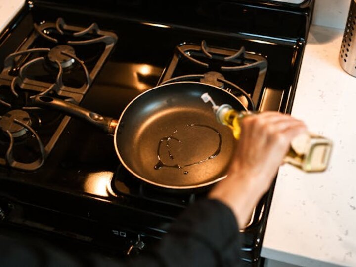 nonstick pan in use